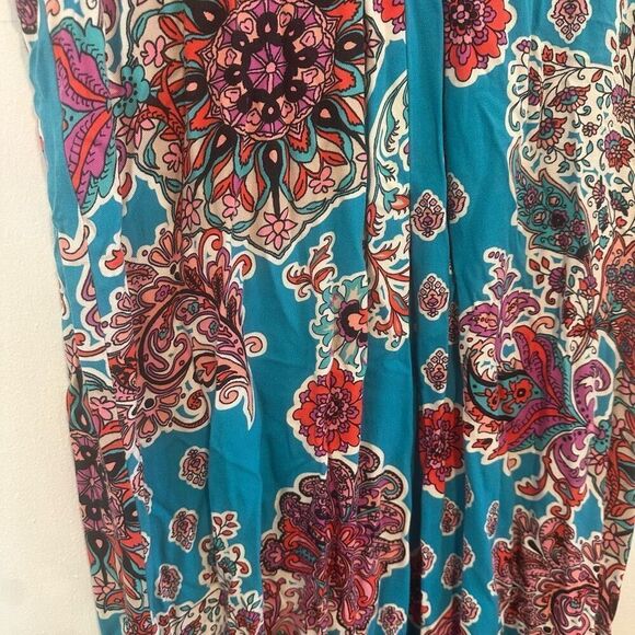 Natori Vneck Midi Blue Floral Size Sm Artistry Abstract Dress - Picture 3 of 5